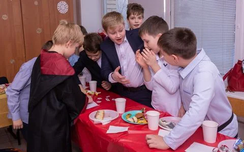 Children at the training master class. Stock Photos