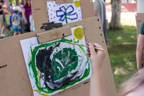 Children at the training master class. Stock Photos