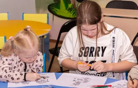 Children at the training master class. Stock Photos
