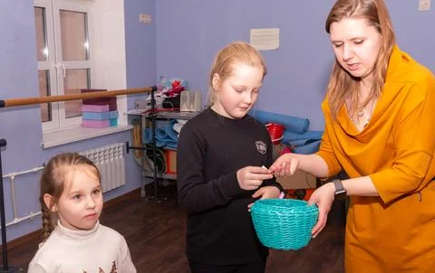 Children at the training master class. Stock Photos