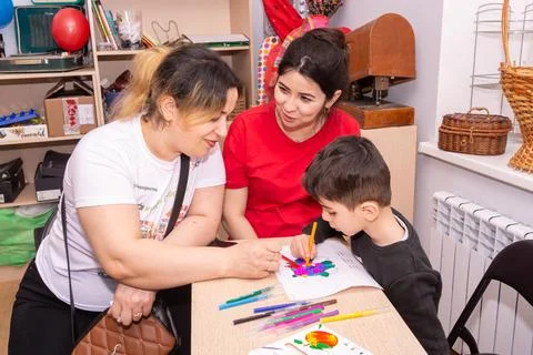 Children at the training master class. Stock Photos