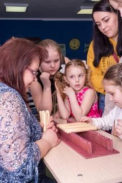 Children at the training master class. Stock Photos