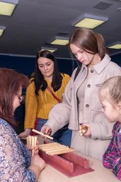 Children at the training master class. Stock Photos