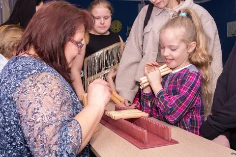 Children at the training master class. Stock Photos