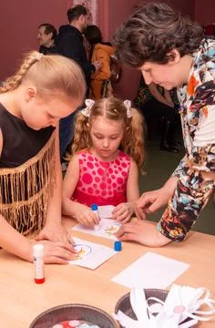 Children at the training master class. Stock Photos