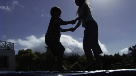 Children on trampoline Stock Footage 43683065