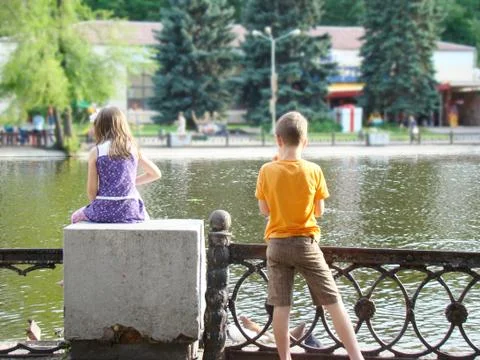 Children turned their backs Stock Photos