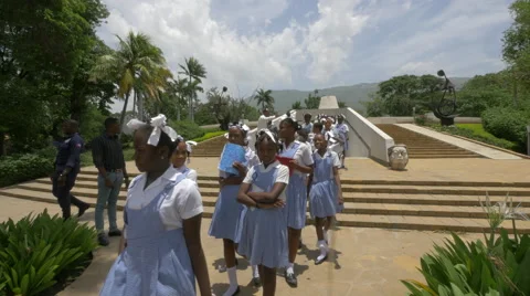 Children in uniform at MUPANAH in Haiti Stock Footage