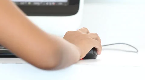 Children use mouse for control computer Video stock 31847252