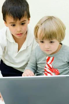 Children using laptop Stock Photos