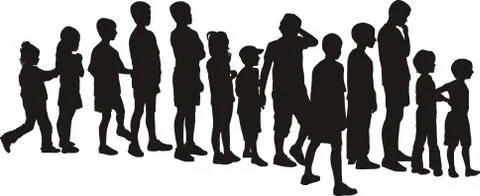 Children waiting in the crowd Stock Illustration