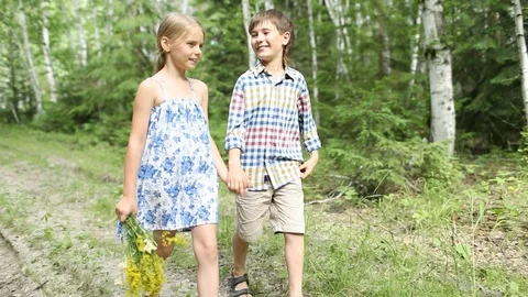 Children on walk Stock Footage 112121897