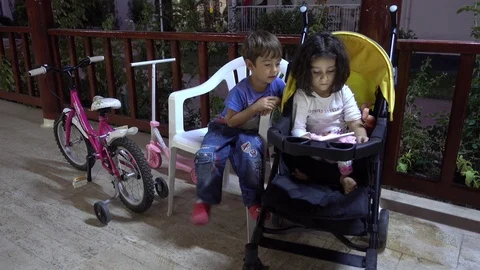 Children watch tablet instead of active playing, Crystal child Stock Footage 86718510