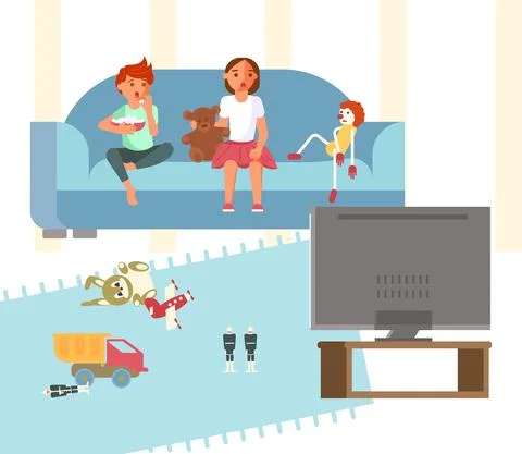 Children is watching tv Stock Illustration
