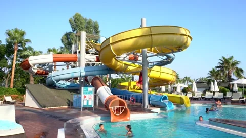 Children water slides Stock Footage 157449045