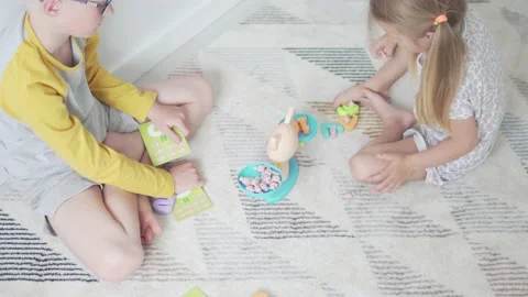 Children will play the game on the development of oral account. Stock Footage 134634474