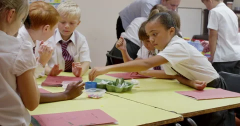 Children working together on science project Stock Footage 58574449