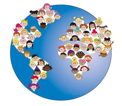 Children in world Stock Illustration