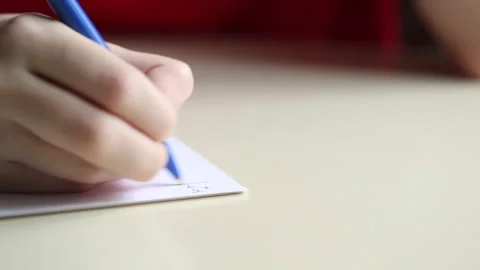 Children write mathematics homework, school study Stock Footage 247655020