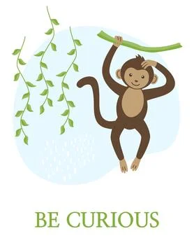Children's A4 poster drawing with an image of an animal. Stock Illustration