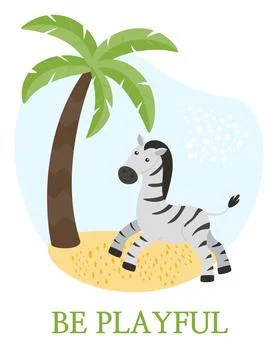 Children's A4 poster drawing with an image of an animal. Stock Illustration