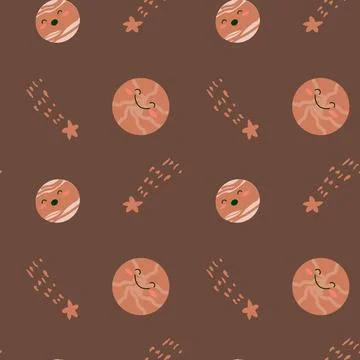 Childrens adventure pattern with cosmic objects and galaxy elements, cute Stock Illustration