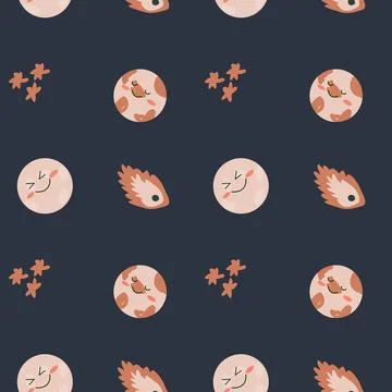 Childrens adventure pattern with cosmic objects and galaxy elements, cute Illustrazione stock