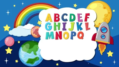 Children's Alphabet Learning in Outer Space Stock Footage 251864003