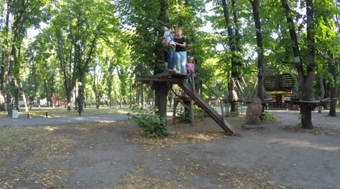 In the children's amusement park in the trees. Stock-Footage 59143910