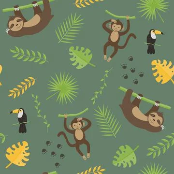Children's animal seamless pattern. Stock Illustration