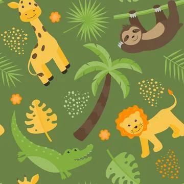 Children's animal seamless pattern. Stock Illustration