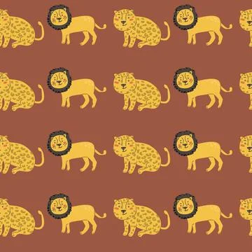 Childrens animals pattern, cute african jungle and tropical animal background Stock Illustration