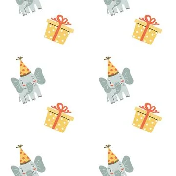 Childrens animals pattern, cute african jungle and tropical animal background Stock Illustration