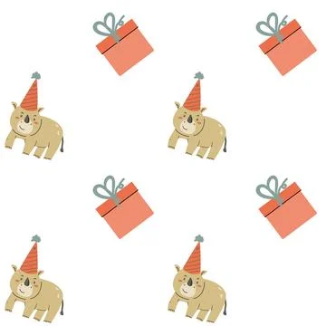 Childrens animals pattern, cute african jungle and tropical animal background Stock Illustration