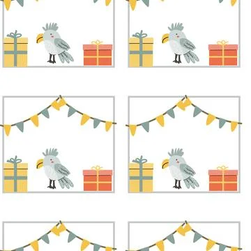 Childrens animals pattern, cute african jungle and tropical animal background Illustrazione stock