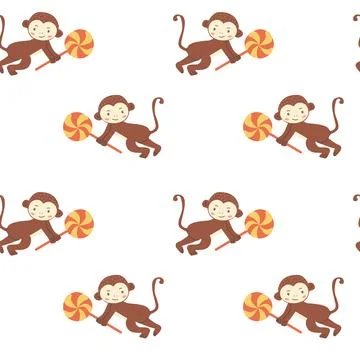 Childrens animals pattern, cute african jungle and tropical animal background Stockillustratie