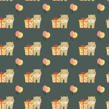 Childrens animals pattern, cute african jungle and tropical animal background Stock Illustration
