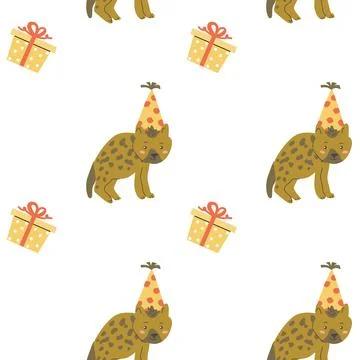 Childrens animals pattern, cute african jungle and tropical animal background Stock Illustration