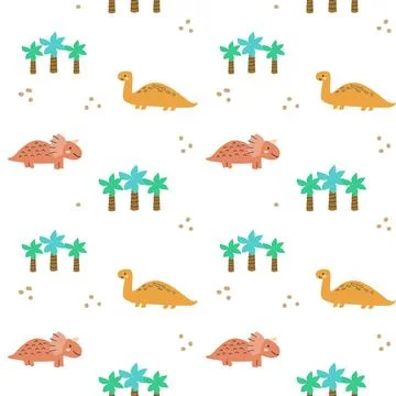 Childrens animals pattern of cute baby dinosaurs collection Stock Illustration