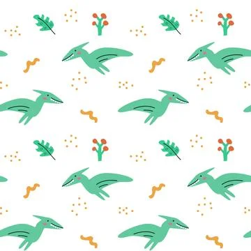 Childrens animals pattern of cute baby dinosaurs collection Stock Illustration