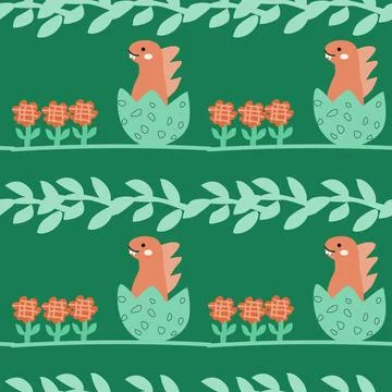 Childrens animals pattern of cute baby dinosaurs collection Stock Illustration