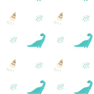 Childrens animals pattern of cute baby dinosaurs collection Stock Illustration