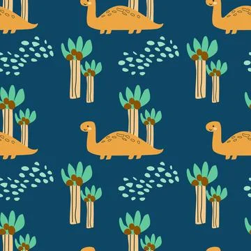 Childrens animals pattern of cute baby dinosaurs collection Stock Illustration