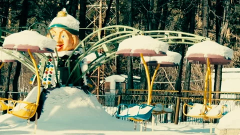 Children's attraction in the winter park. Stock Footage 101779441