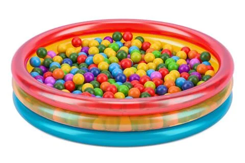 Children's ball pool with colored balls, 3D rendering Illustrazione stock