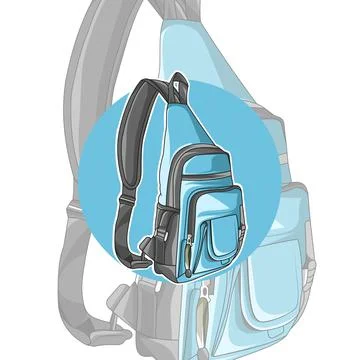 Children's Blue Backpack. The unusual design of the backpack. Accessory Stock Illustration