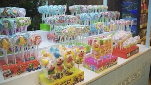 Children's candy store，lollipops. Stock Footage 162575135