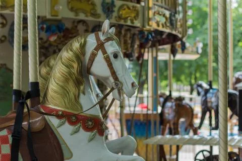 Children's carousel in the park Stock Photos