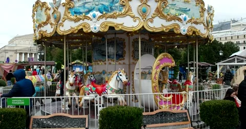 Children's carousel in the square Video stock 68054812