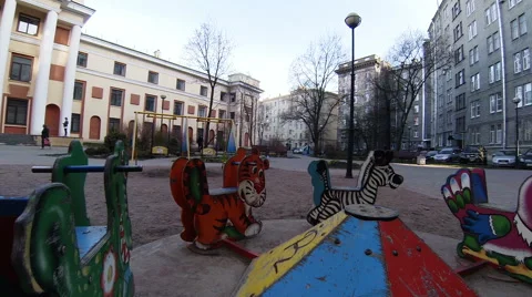 Children's carousel in the yard. Video stock 49696271